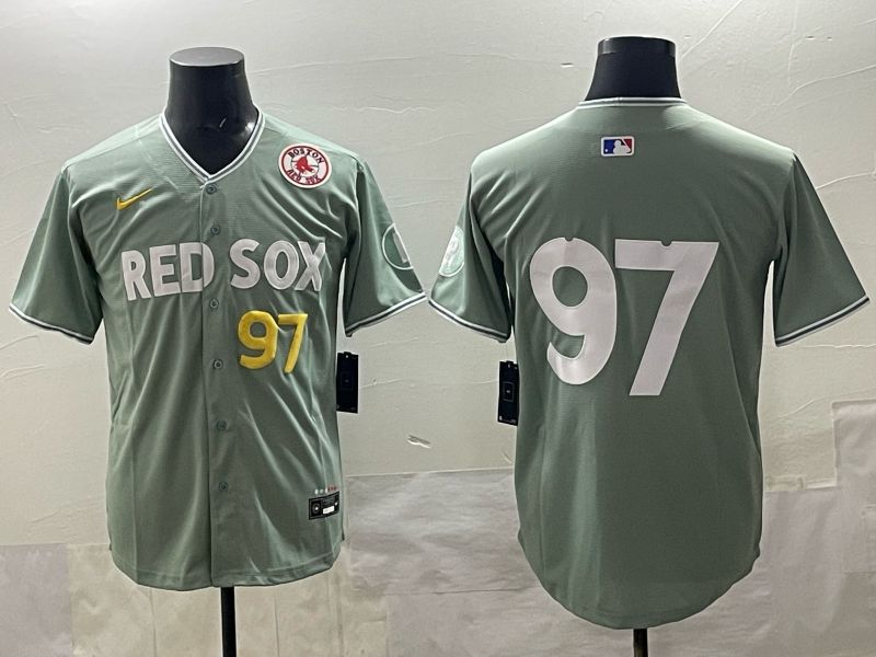 Men 2025 Boston Red Sox #97 No Name Green Nike MLB Jersey style 06